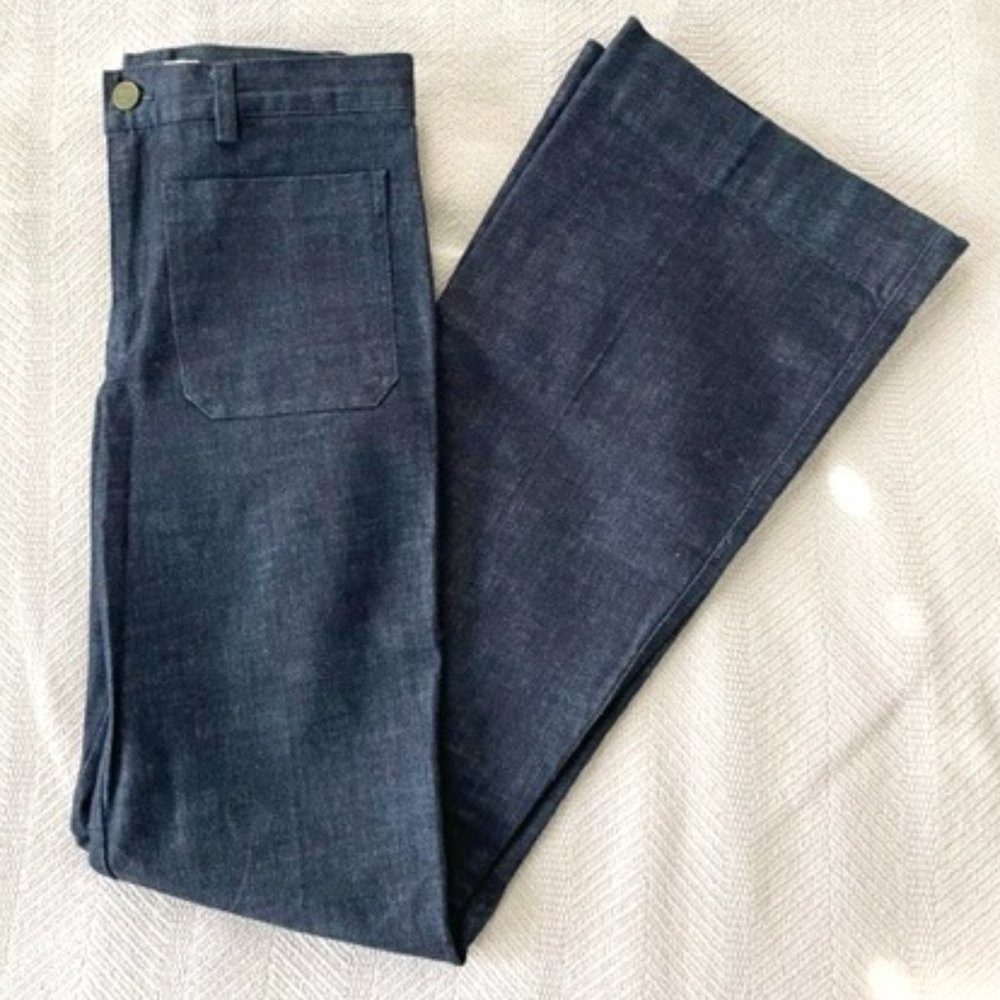 Emerson Made high waist bellbottom jeans, sz 27, dark denim